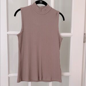 Liverpool Mock Neck Ribbed Sleeveless Top